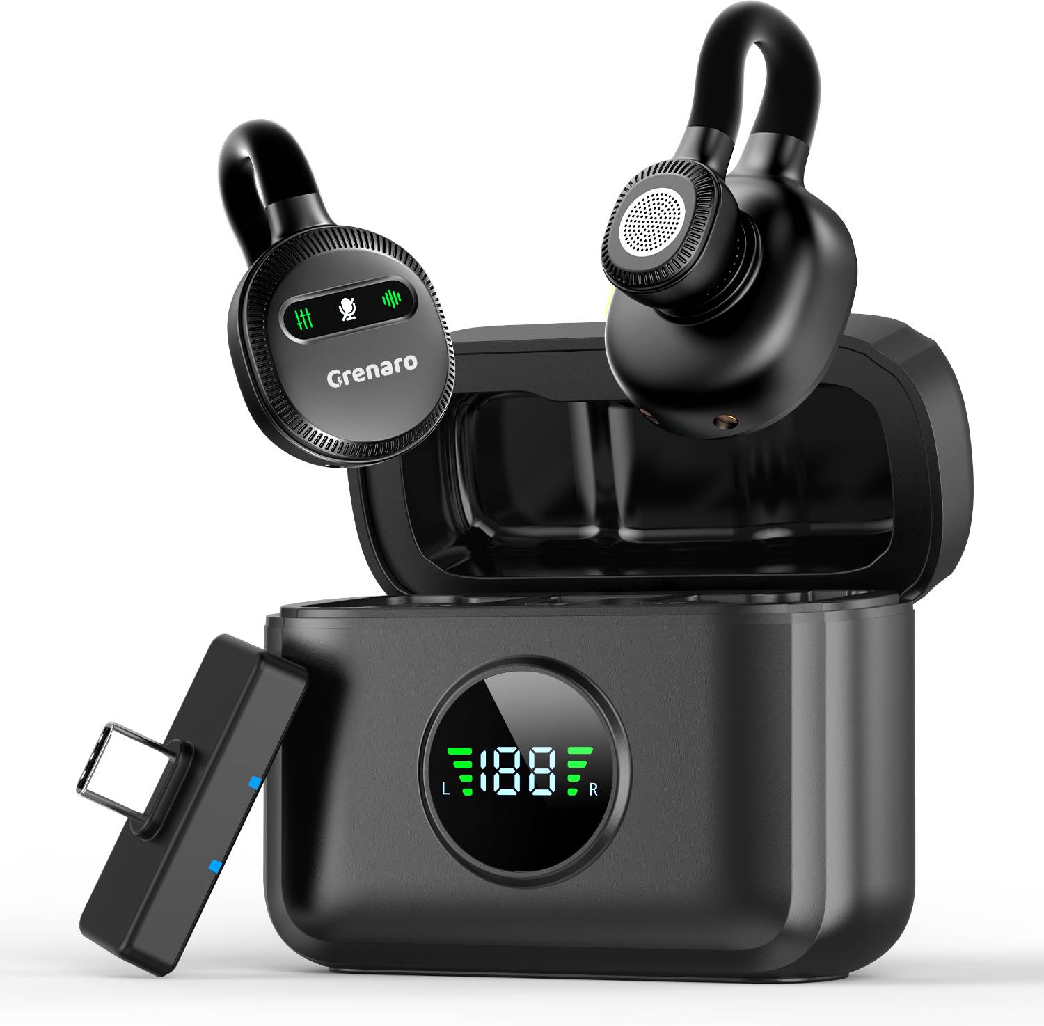 Grenaro Wireless Mic for YouTube with 52H Charging Case