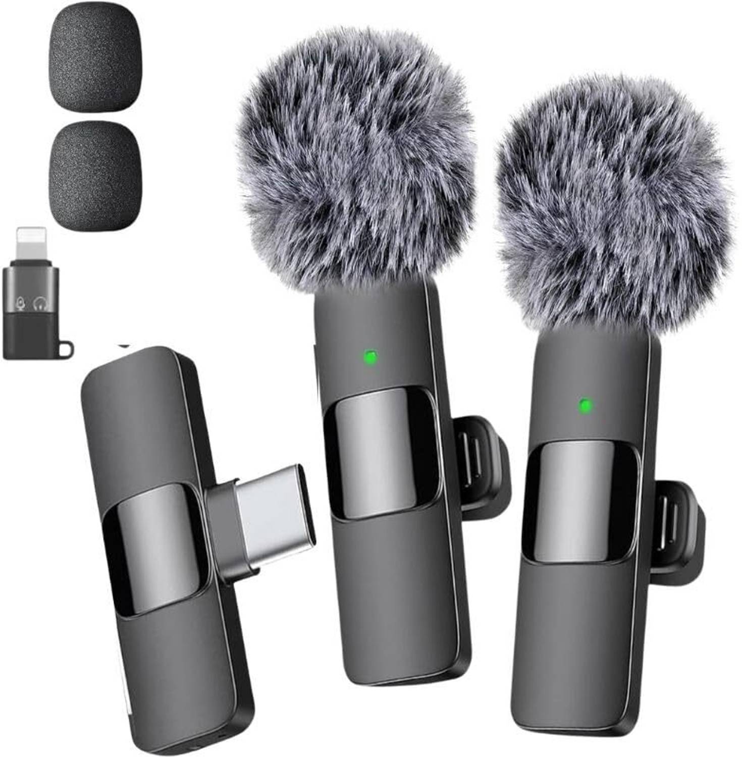 Acesquare Wireless Mic for Type C Mobiles for Youtube Dual User Wireless Collar Microphone