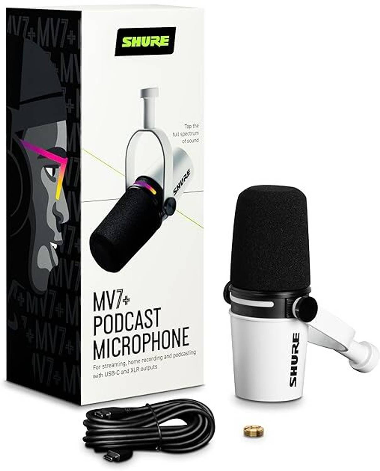 Shure MV7+Podcast Microphone Enhanced Audio,LED Touch Panel,USB