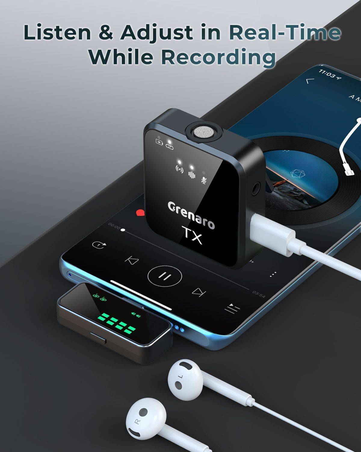 Grenaro 3 in 1 Wireless Mic for Vlogging - Image 2