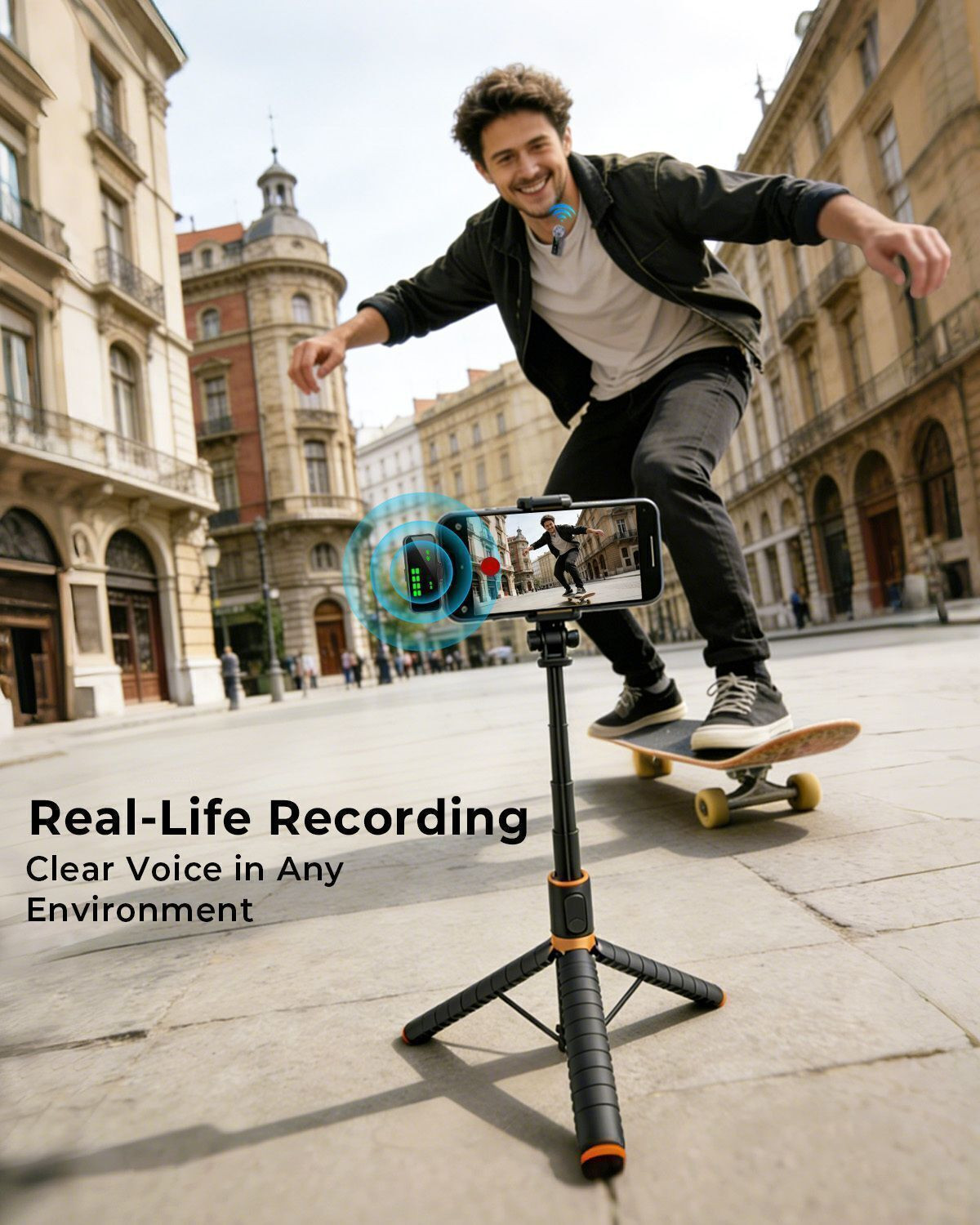 Image of Grenaro 30m Range Mike Wireless, Wireless Mic for YouTube, Mic With LED Indicator Light Microphone