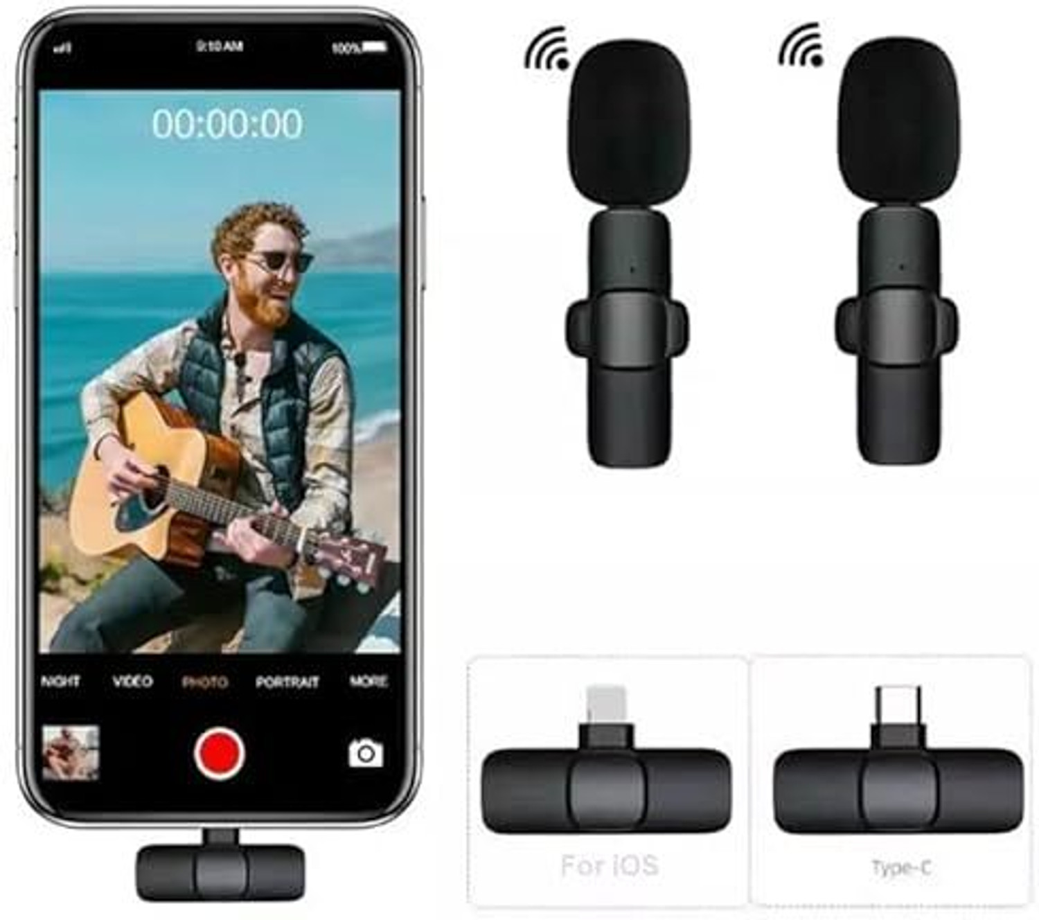 Image of Tazomi Wireless Lavalier Omnidirectional mic for Video Recording Type C Android &iPhone Microphone