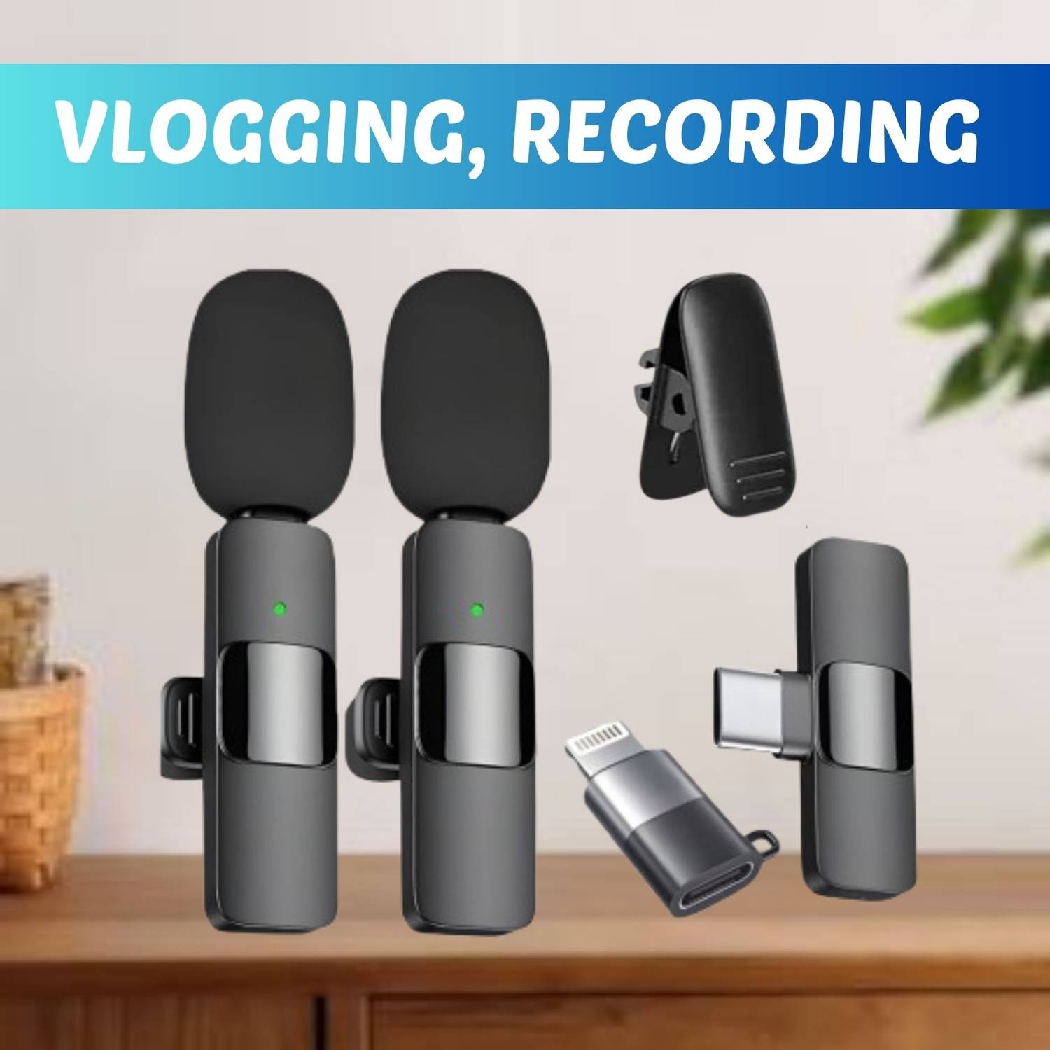 AGINDUSTRY K9 Dual (Wireless Microphone) Plug & Collar Mic for Live Stream/Vlogging D242 Microphone