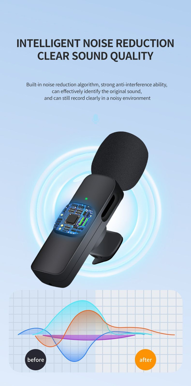 Image of BORNTOGLOW K8 Omnidirectional Lapel Plug and Play Type C Collar Mic Recording Vlog B472 Microphone