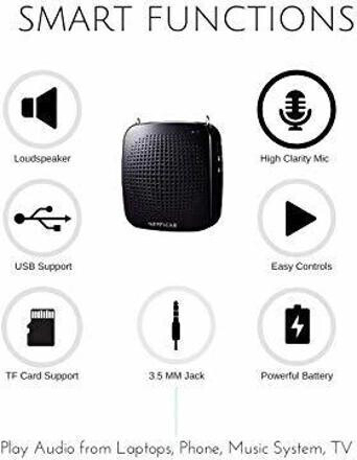 Image of Nefficar Wireless Voice Amplifier Speaker with Microphone for Teachers, Tour Guides, Trainers & Doctors Microphone