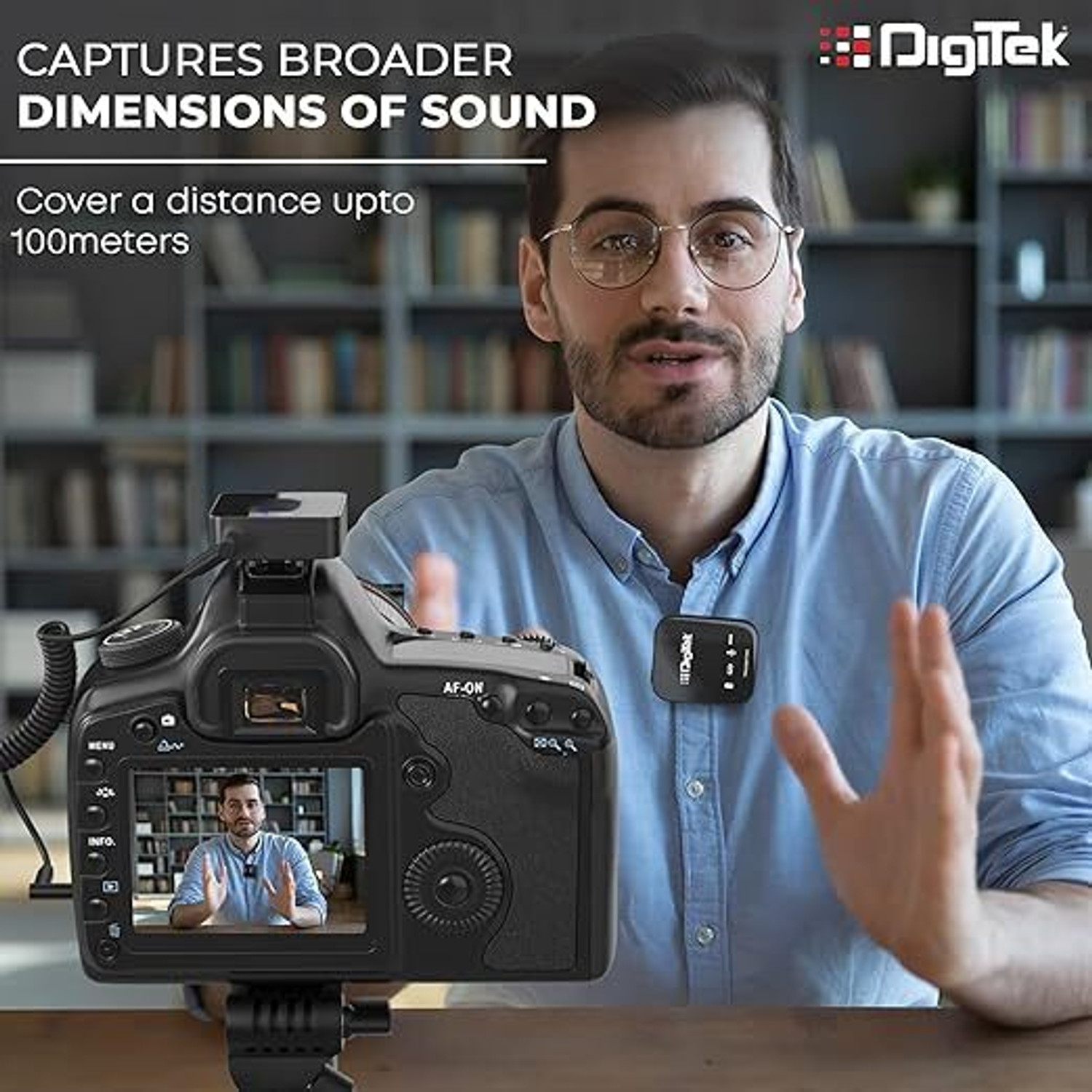 Image of DIGITEK DWM 101 Wireless Microphone 12 Hr Battery for DSLR Camera, Android & iOS Devices Microphone