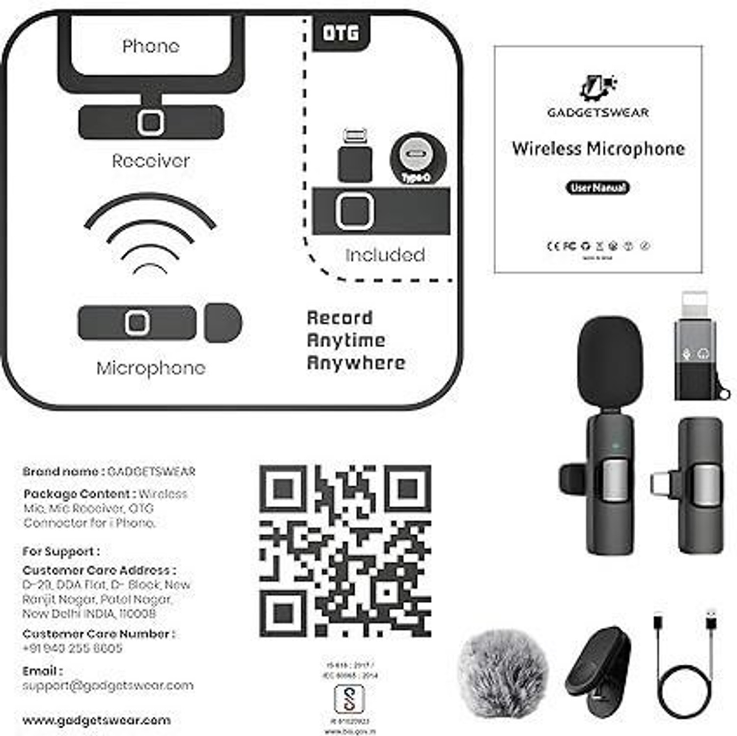 Image of Nextroniqs Furry K9 Wireless Clip Microphone for Recording &Live Streaming on YouTube&insta Microphone