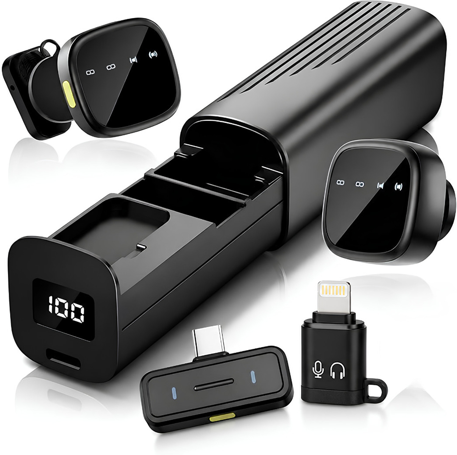 Image of RV Enterprises Dual Wireless Mic for YouTube - Magnetic Mic Clip-On, Mike Wireless for Vlogging Microphone