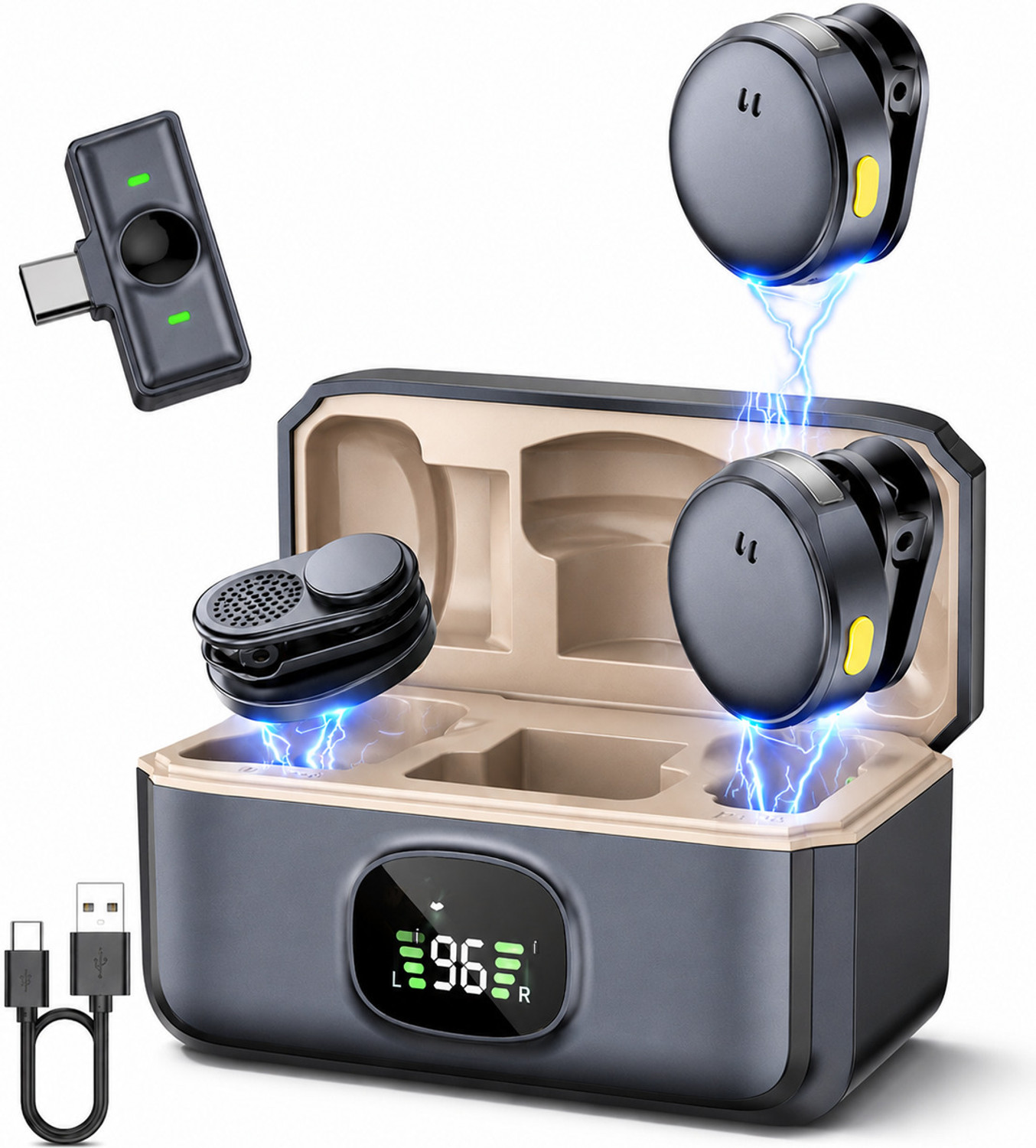 Image of Monrix Q8 Wireless Dual Lavalier Mic System with Receiver for Video Recording Microphone
