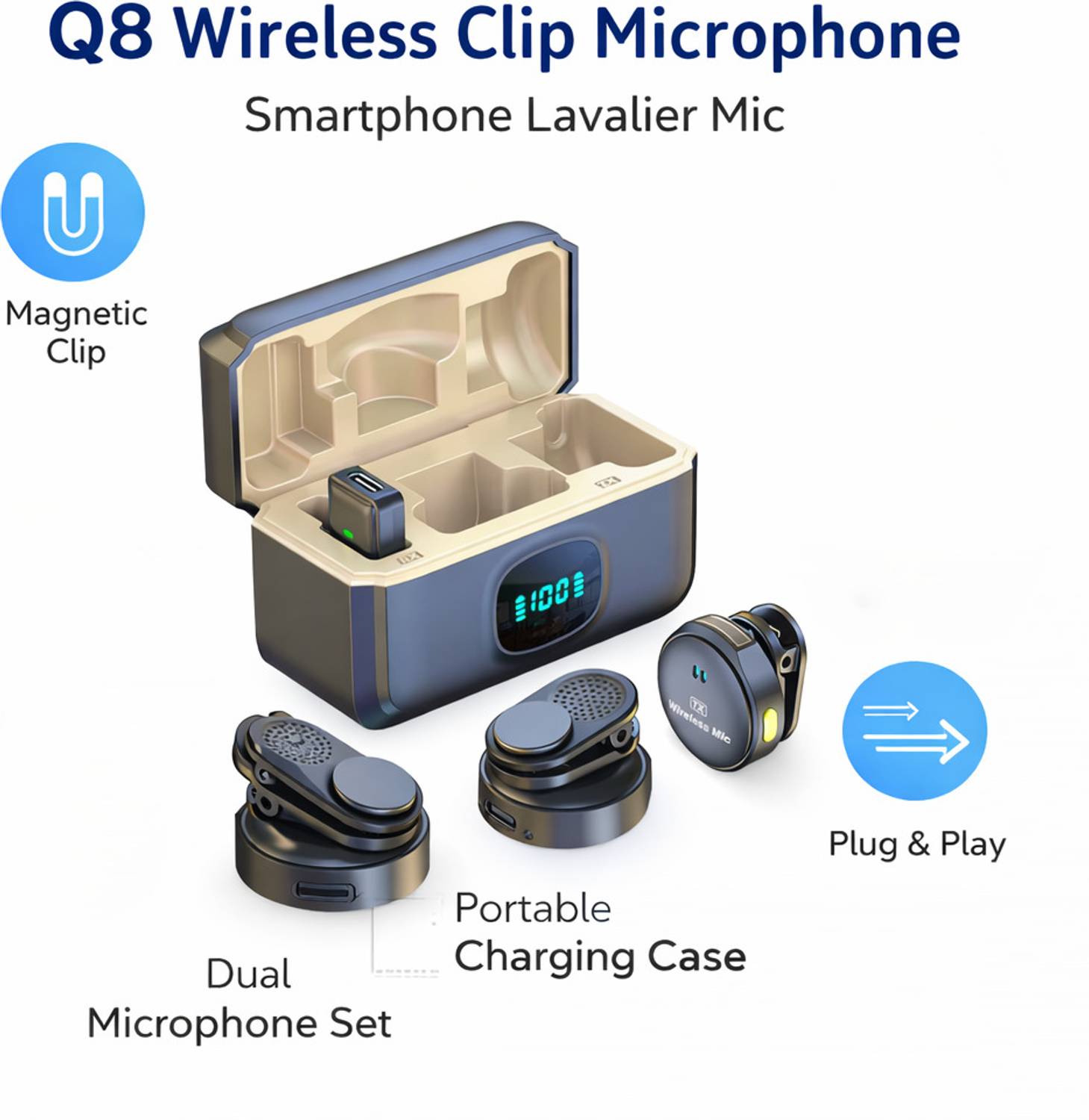 FITRIC Q8 Dual Wireless Lavalier Mic - Image 2