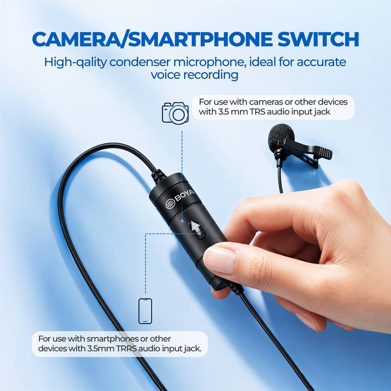 BOYA By-m1 3.5mm Condenser Microphone with 1/4" Adapter - Image 5