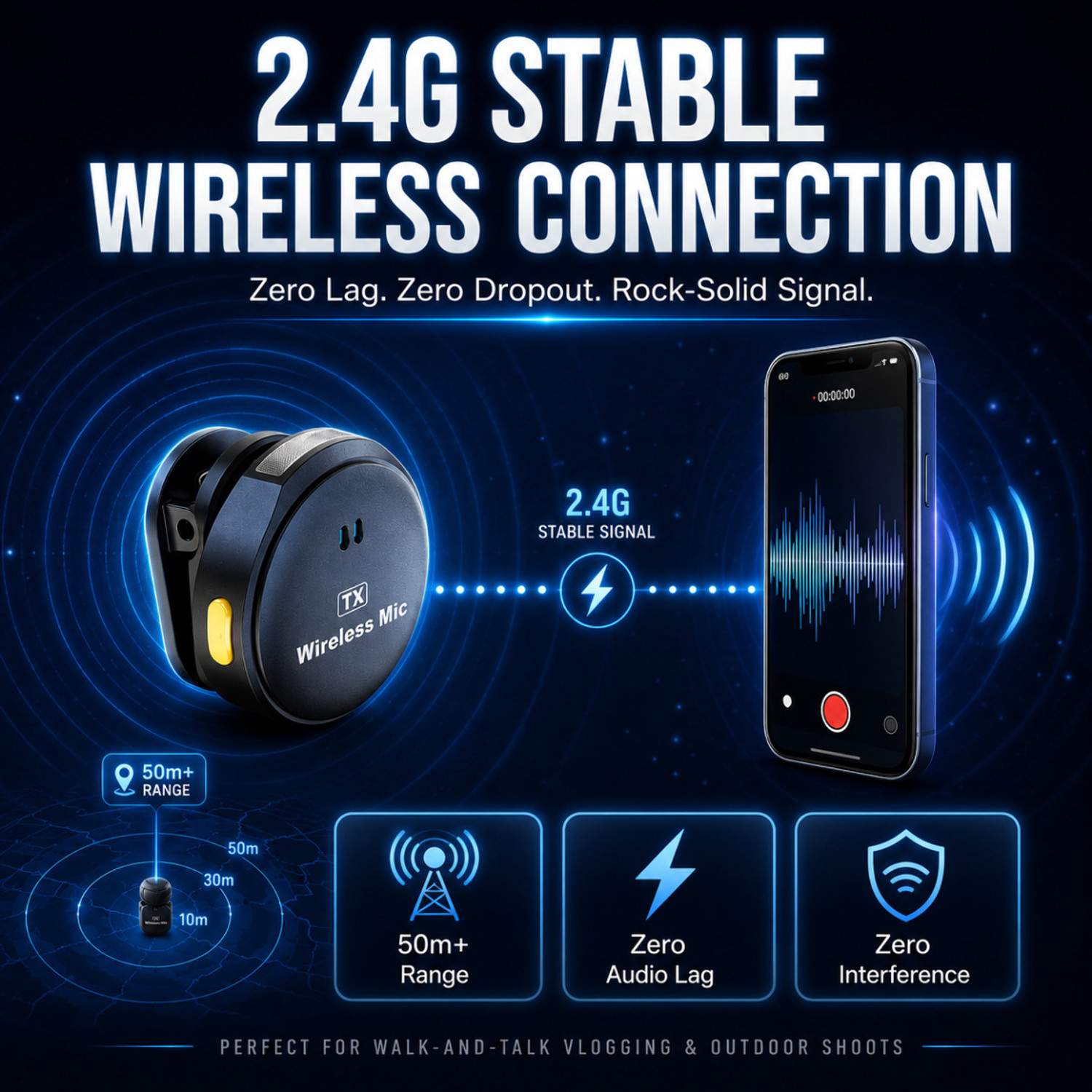 Image of RV Enterprises Q8 Dual Wireless Lavalier Mic, Charging Case, Noise Reduction for Type C Mobile Microphone