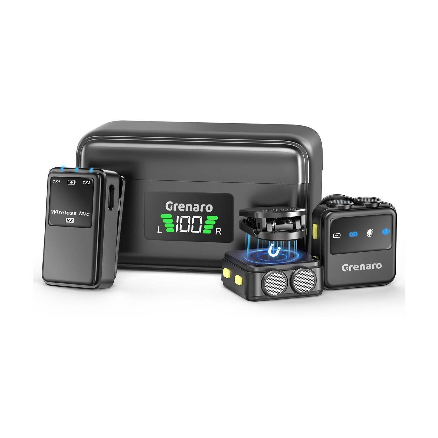 Grenaro P10 Mic for Youtuber with 3-Level Noise Reduction,3 in 1 Wireless Mic Microphone