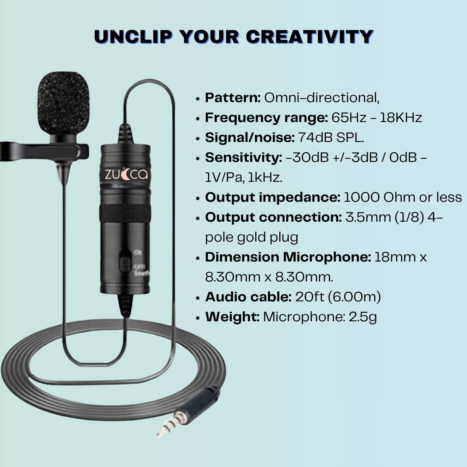 Zucca Condenser Mic with 3.5mm Jack Wired Microphone - Zucca