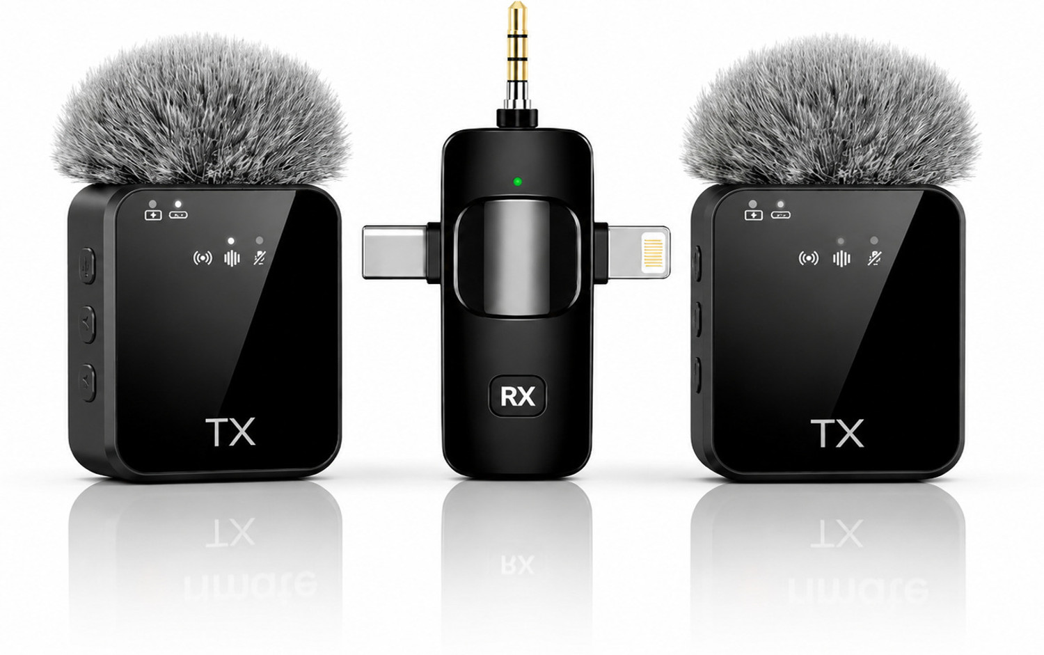 Image of Fireshell 3in1 Wireless Microphone for Mobile & Camera with Noise Cancellation 10H Microphone