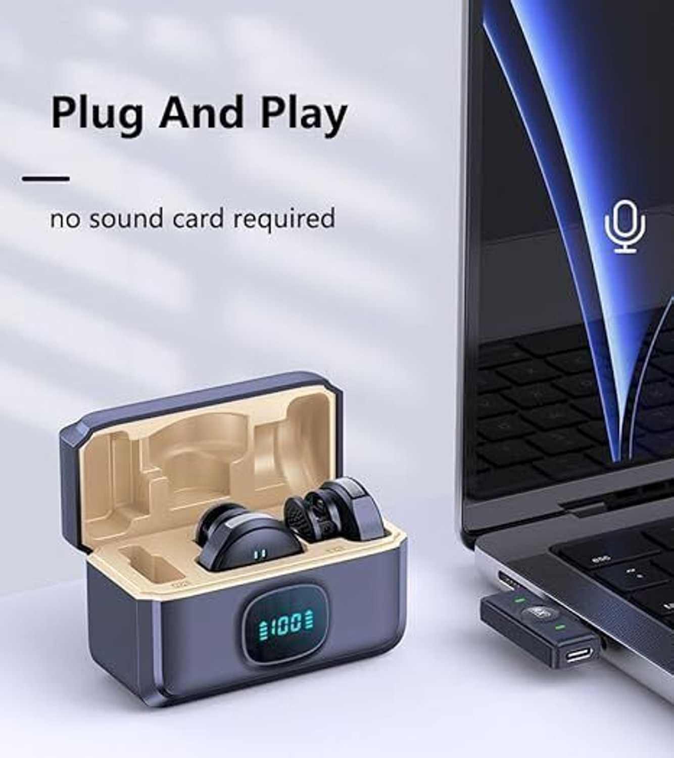 Image of VORLEN Lapel Wireless Mic with Display Magnetic Clip Noise-Free Lavalier Mic Microphone