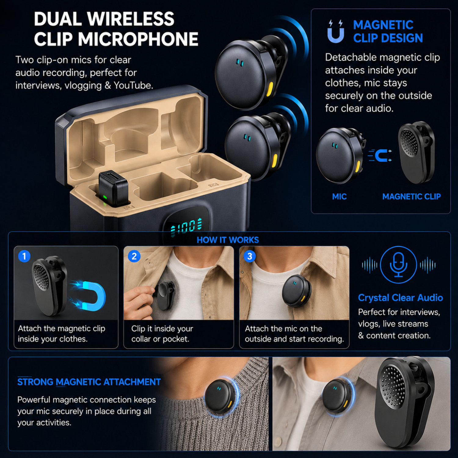 Image of AGINDUSTRY Q8 Wireless Lavalier Microphone Type-C Plug&Play Collar Mic for Content Creators Microphone