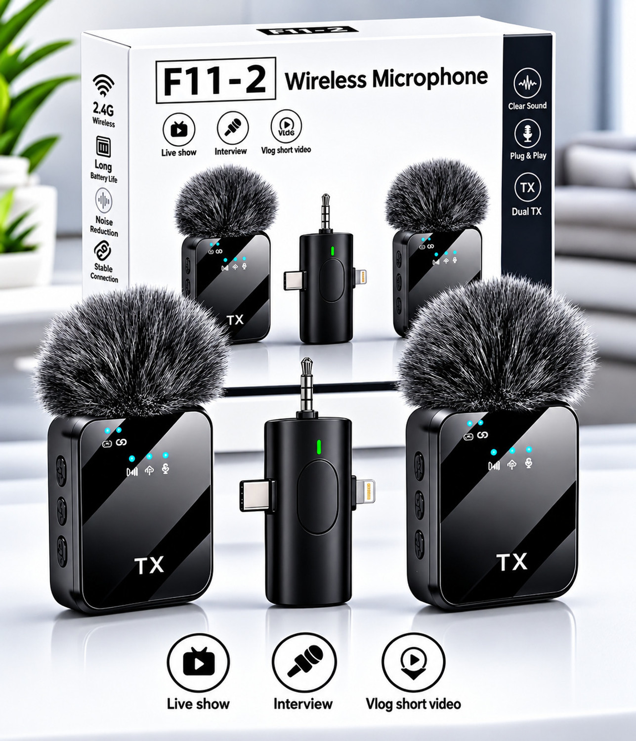 Image of Fireshell Wireless Mic for YouTube | Microphone Mike for Vlog & Recording Microphone