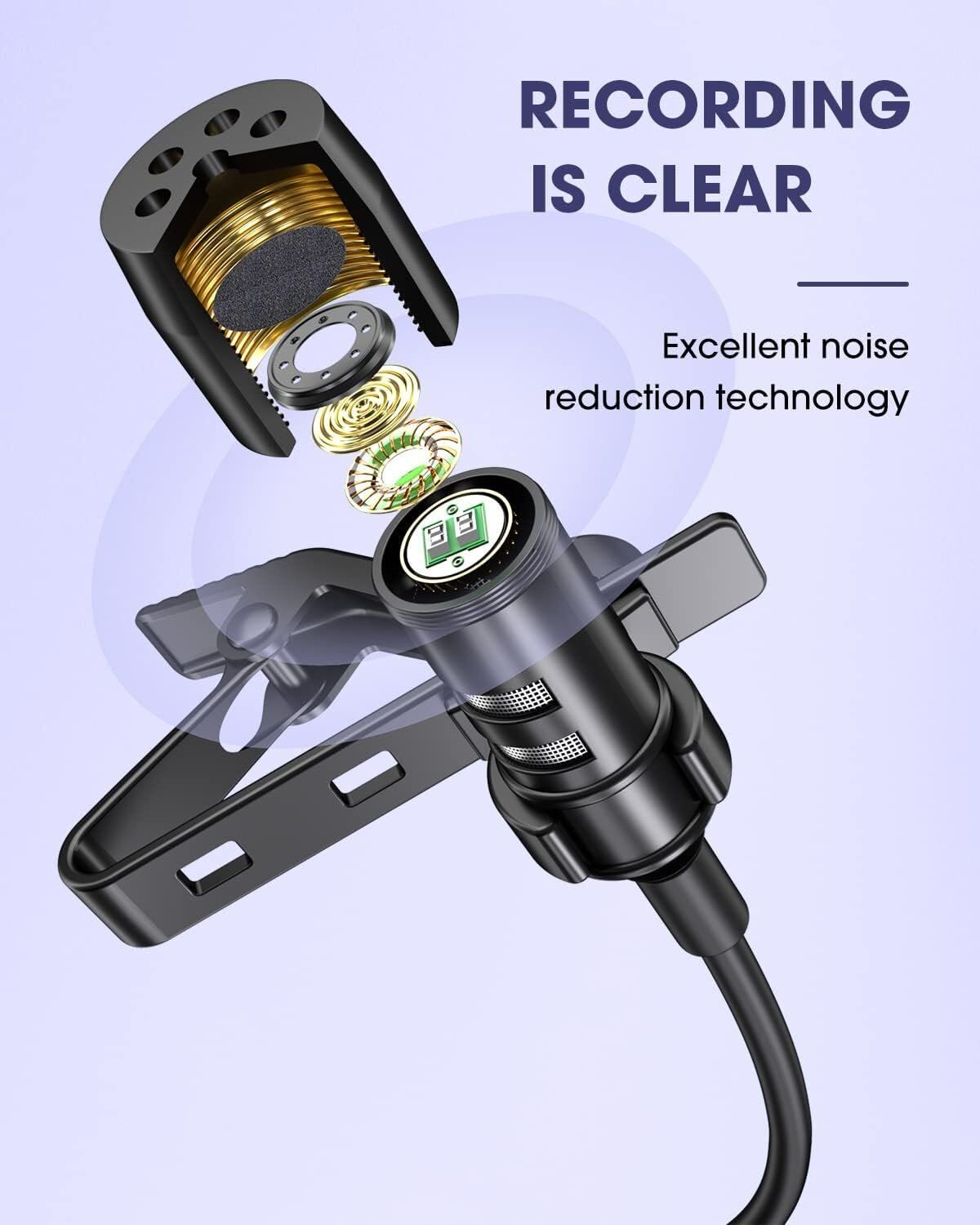 Image of Borneo Noise Cancellation Clip Collar Mic Condenser For Youtube Video | Interviews Microphone