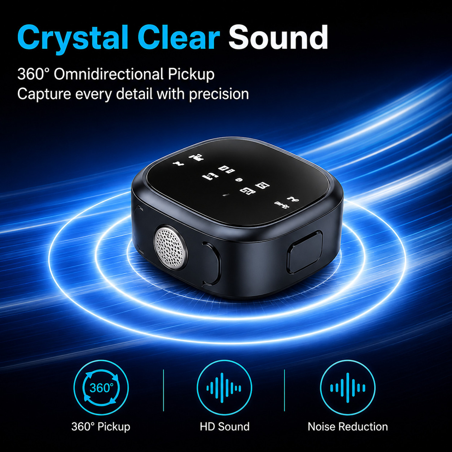 Image of Monrix 3-in-1 Wireless Microphone with Charging Case, Noise Reduction & LED Display Microphone