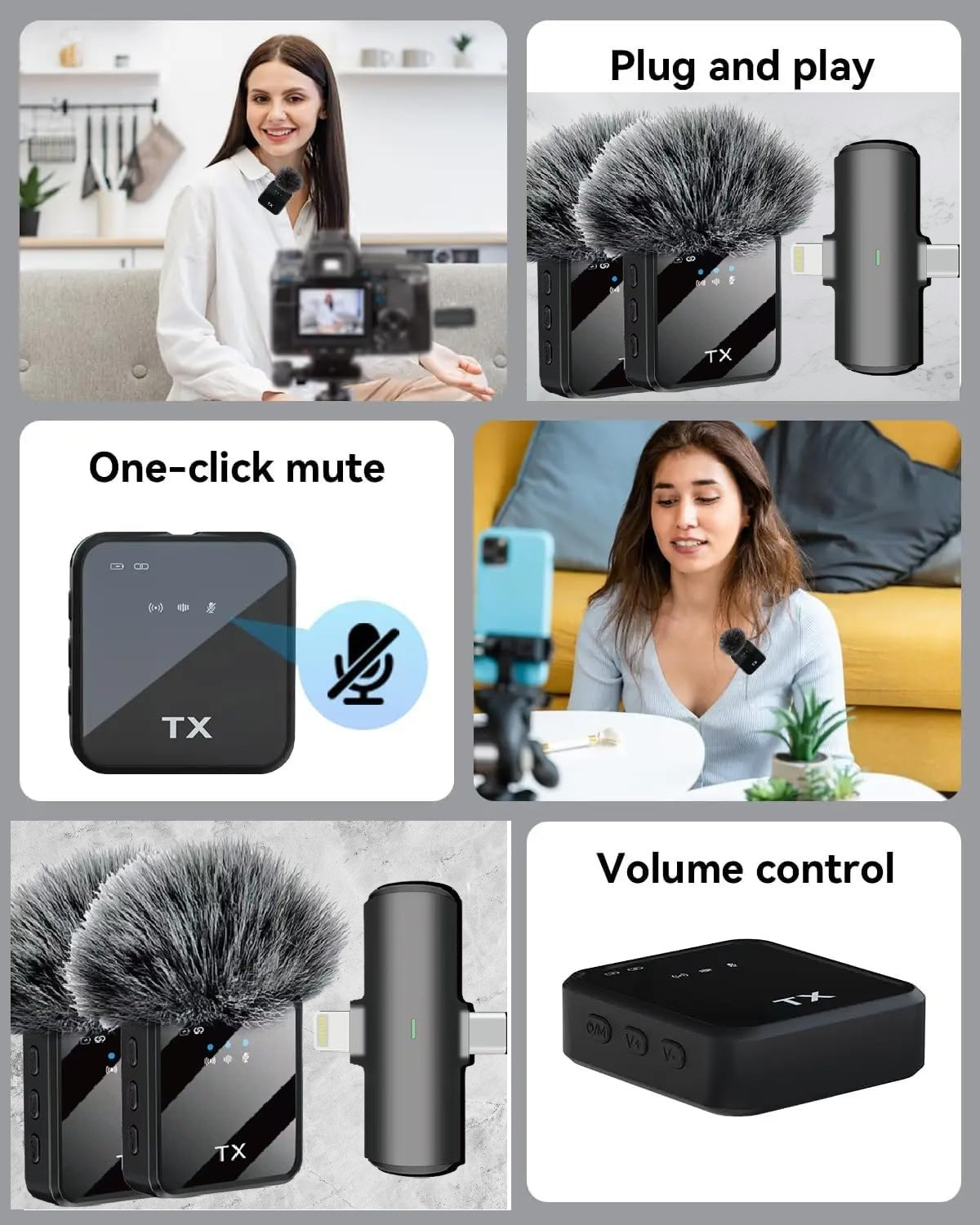 Image of Gentle e kart F15 3 in 1 Noise Reduction and Tiny Collar Clip Noise Reduction Mini Mic Microphone