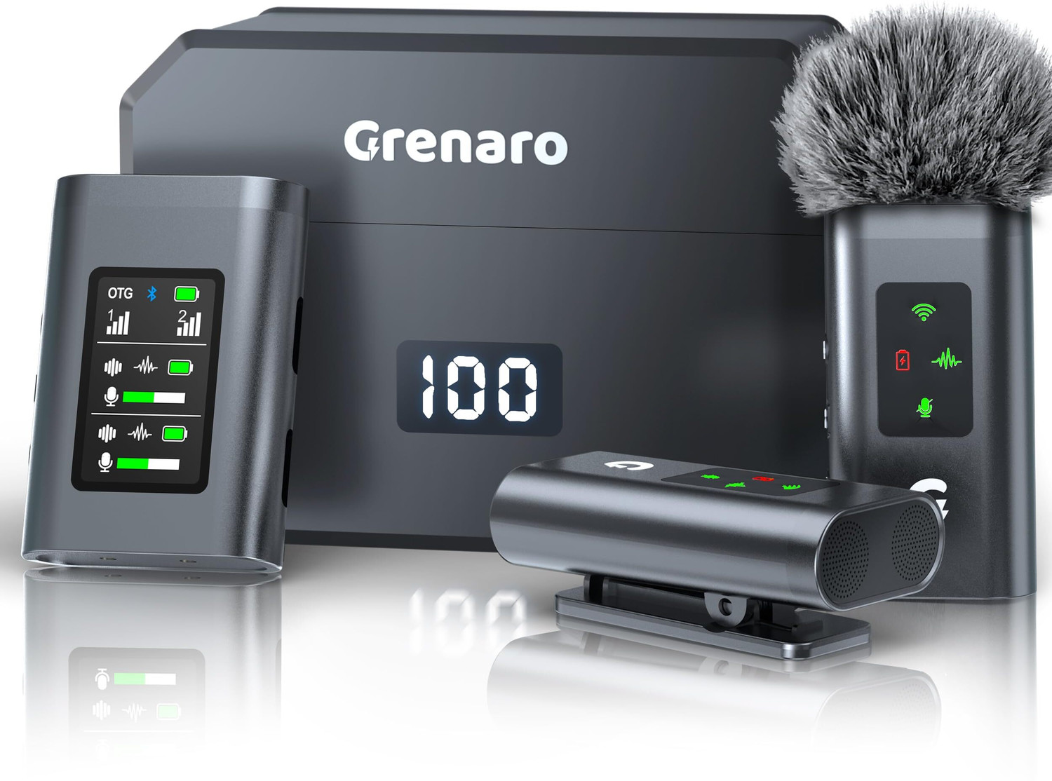 Image of Grenaro Wireless Mic For Youtuber, P11 Mike For Vlogging With Charing Case, Wireless Microphone