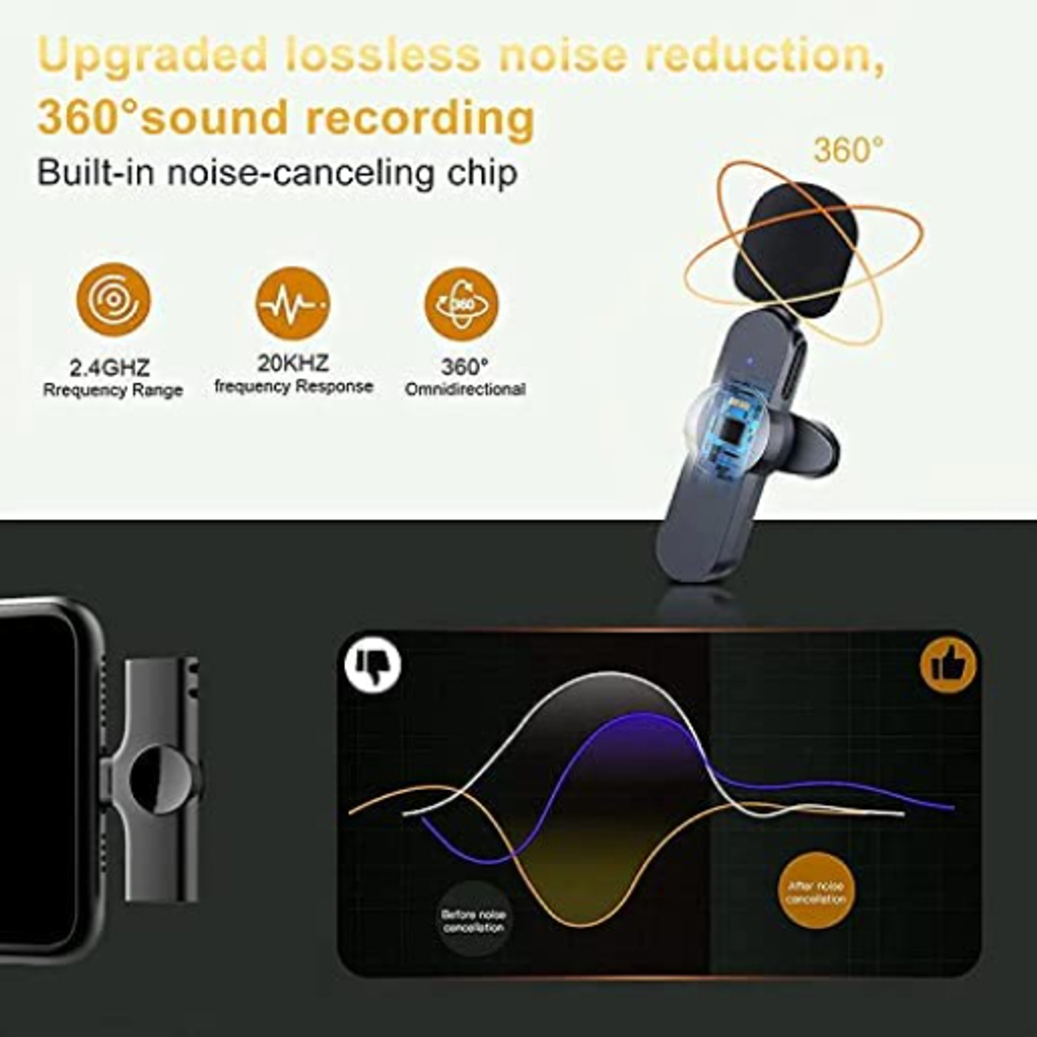 Image of Clairbell AB CA 145 Grade K8 Microphone for Type C Mobiles Youtube Wireless Microphone Microphone