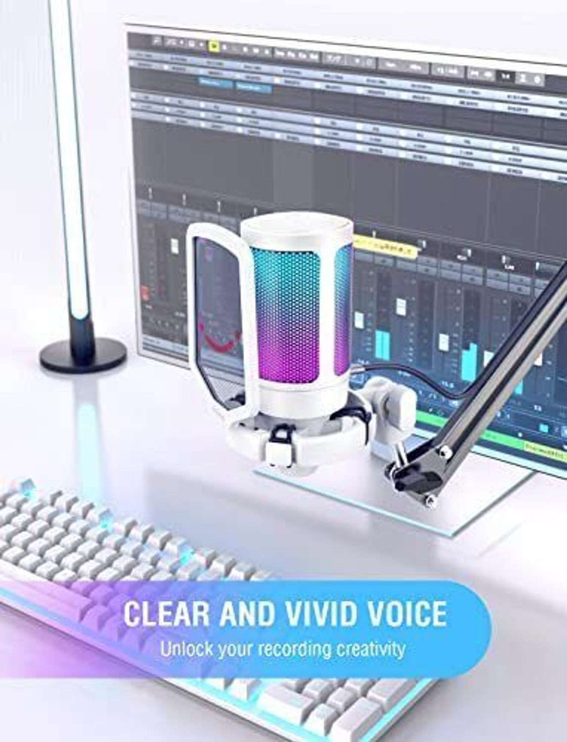 Image of Fifine Game A6VWH USB, PC Gaming Tripod stand White Microphone