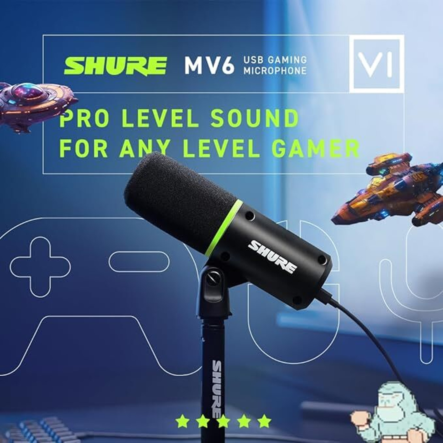 Image of Shure MV6 Gaming Microphone, Dynamic USB PC Mic for Gaming & Streaming- Microphone