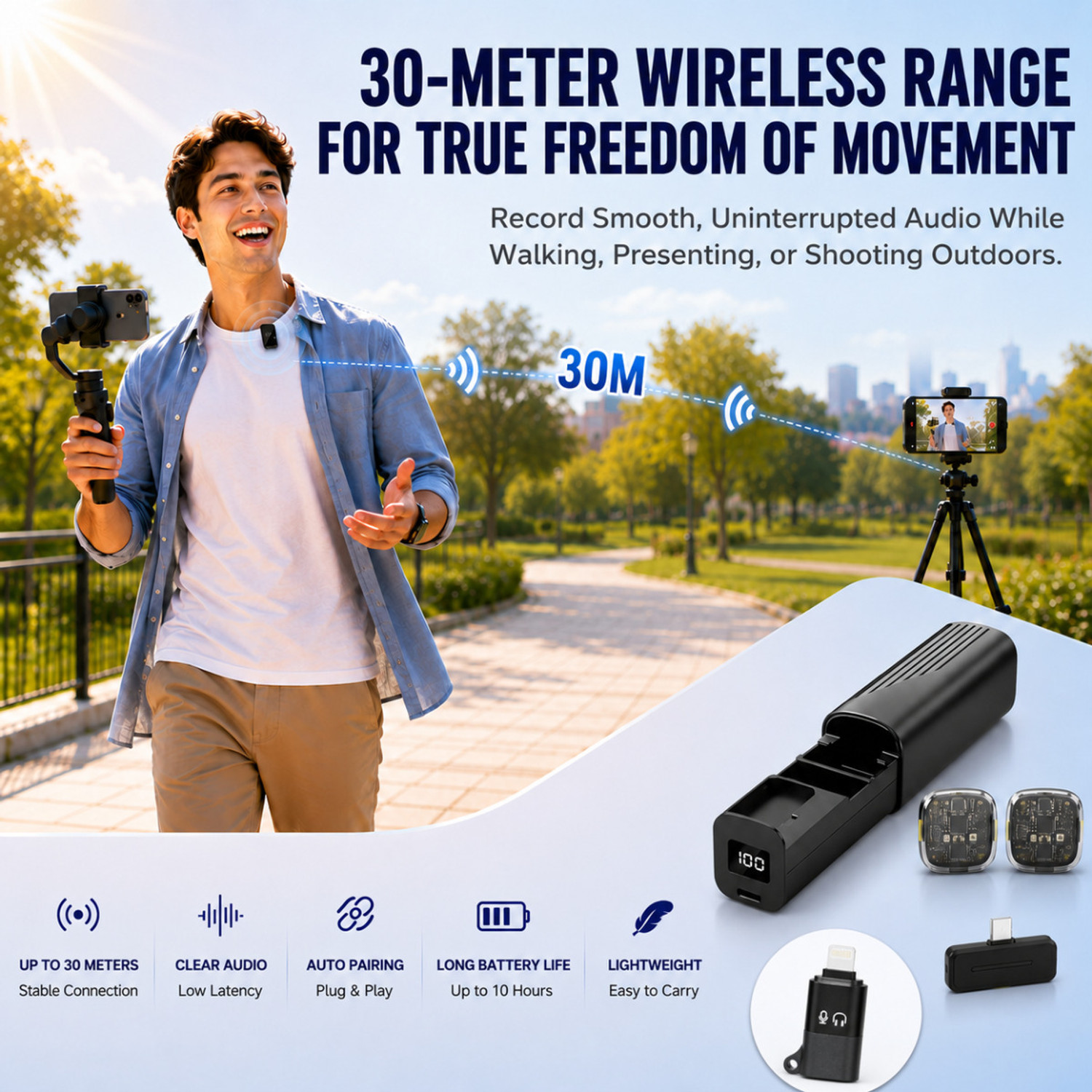 Image of AGINDUSTRY Wireless Mic for YouTube,Magnetic Mini Mic,Mike Wireless For Vlogging Microphone Microphone