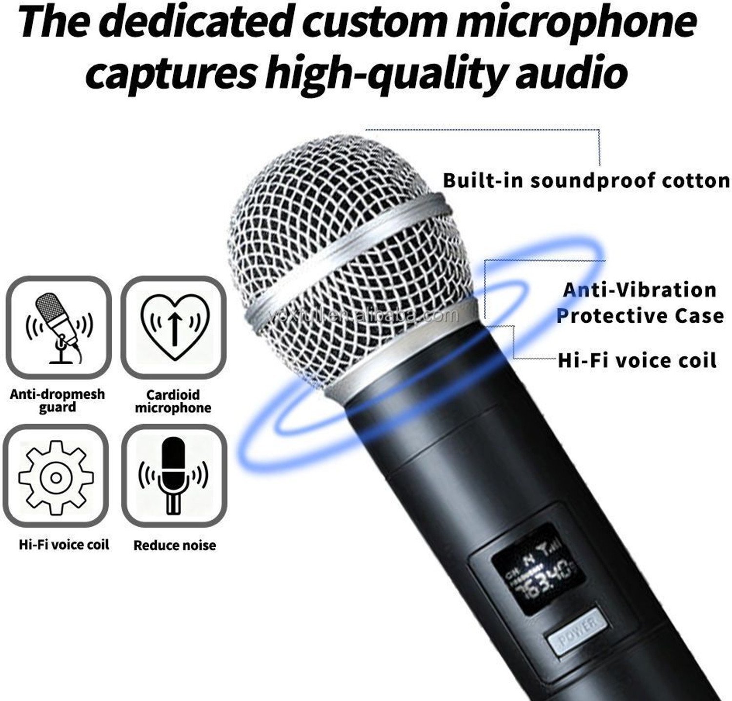 Image of Hybite Rechargeable UHF Wireless Mic |30m Range | 6.35mm Jack Receiver for Speaker & DJ Microphone