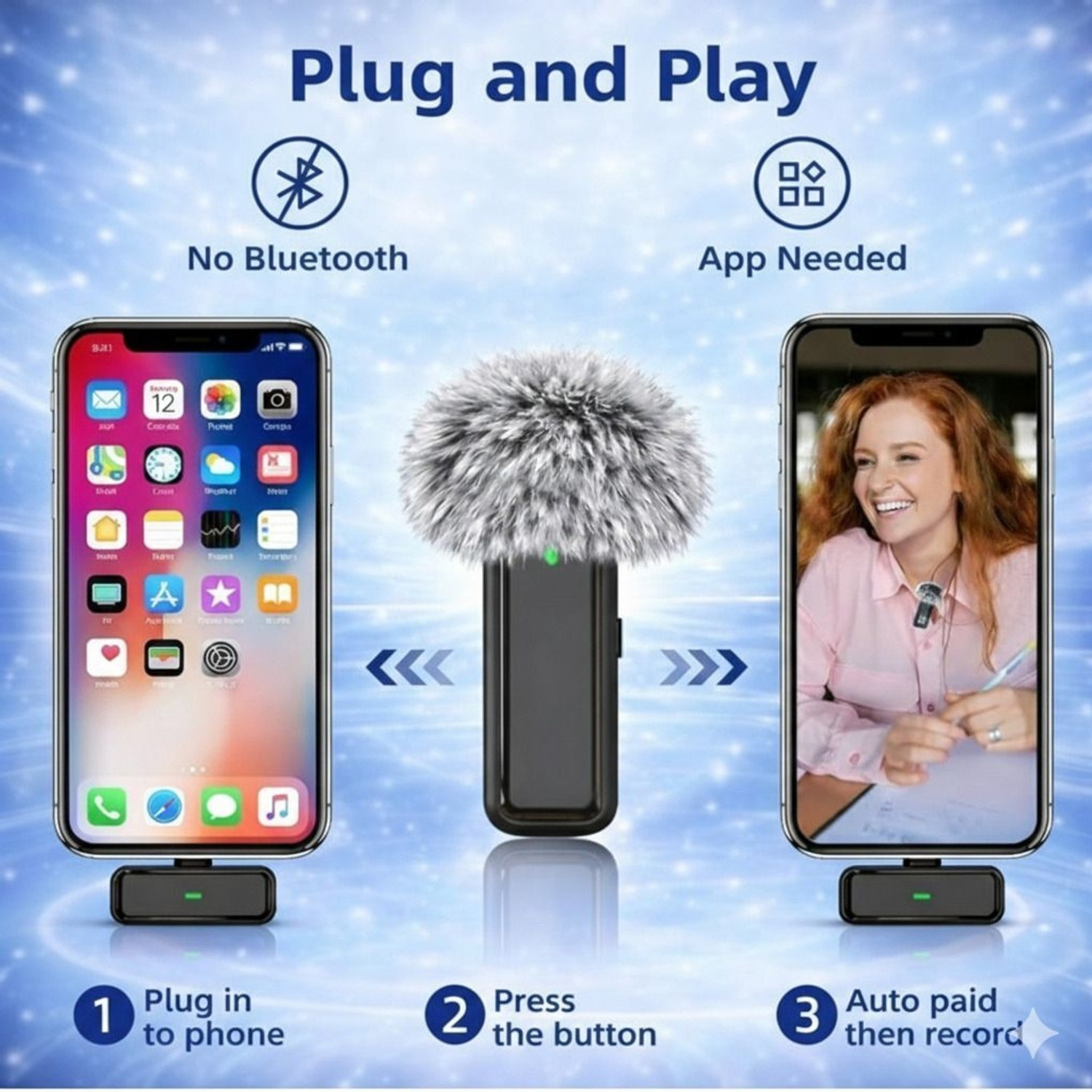 Image of NextFusion Wireless Noise Cancelling Mic for YouTube, Vlogging, iPhone & Smartphones Microphone
