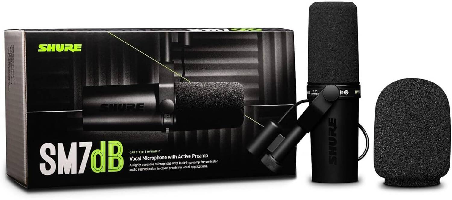 Shure SM7dB Dynamic Vocal Microphone w/Built-in Preamp for