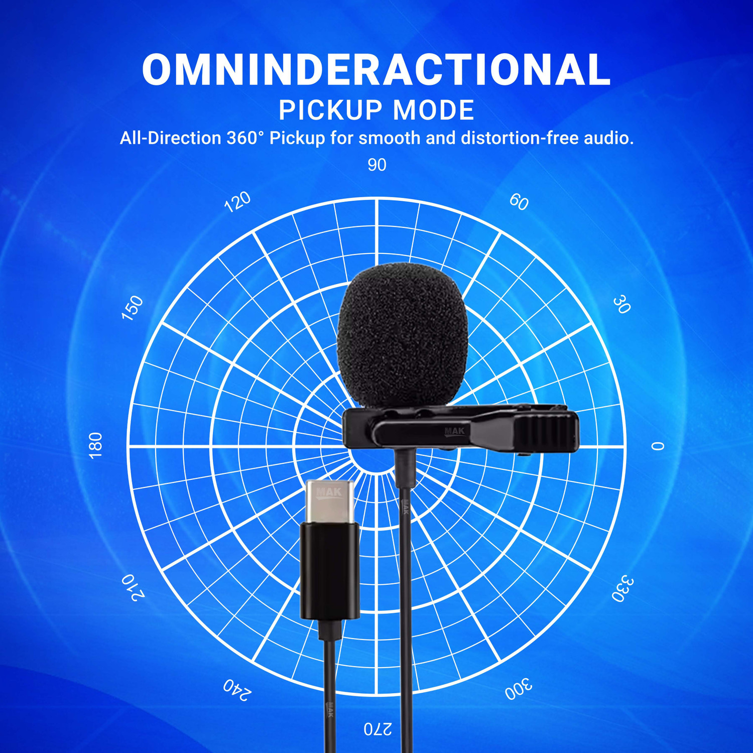 Image of MAK High-Quality Type-C Wired Microphone for Creators & Vlogging Microphone