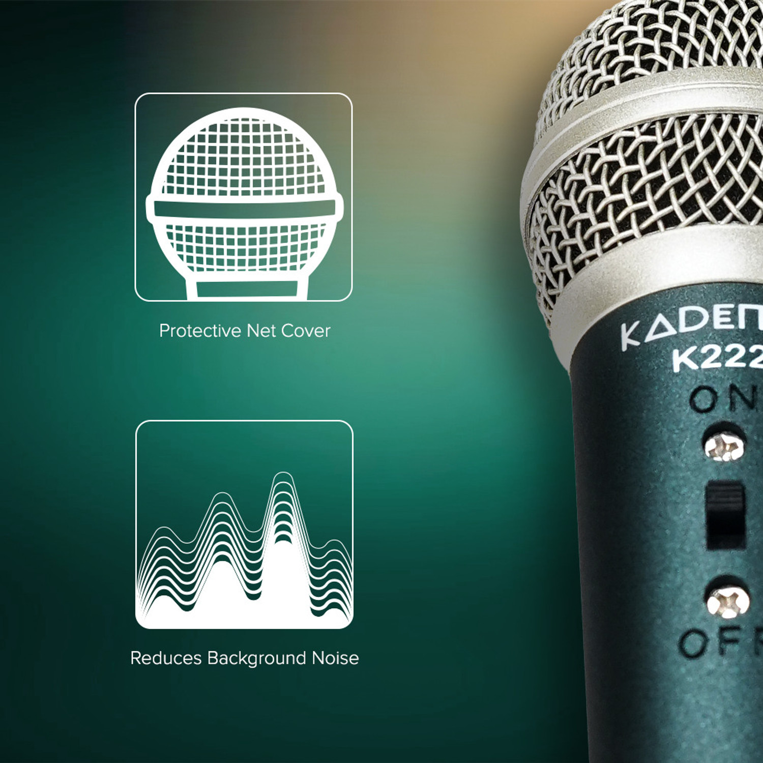 Image of KADENCE K222 Wired Dynamic Vocal Mic with 10ft Cable & ON /OFF Switch Microphone