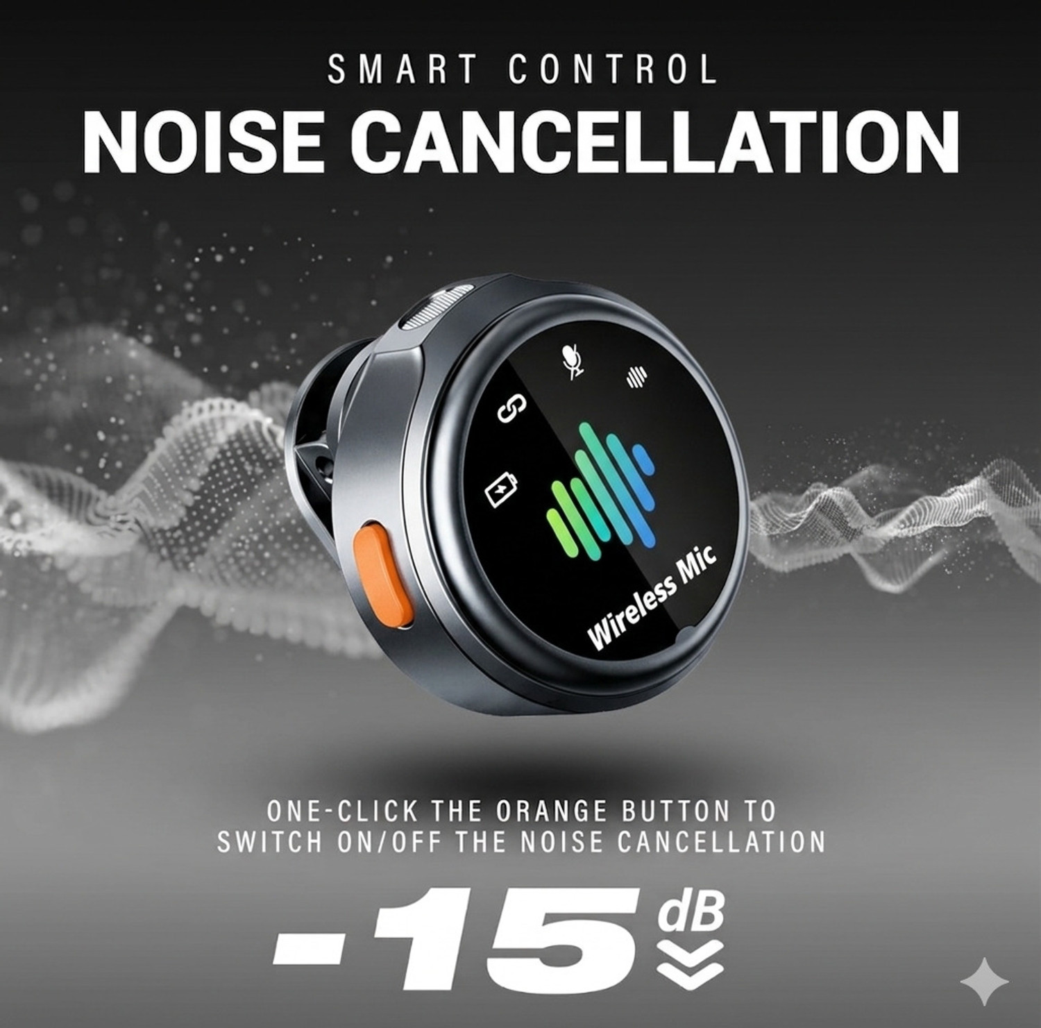 Image of Primate Q8 Dual Wireless Lavalier Mic with Noise Cancellation, Type-C, Low Latency Microphone