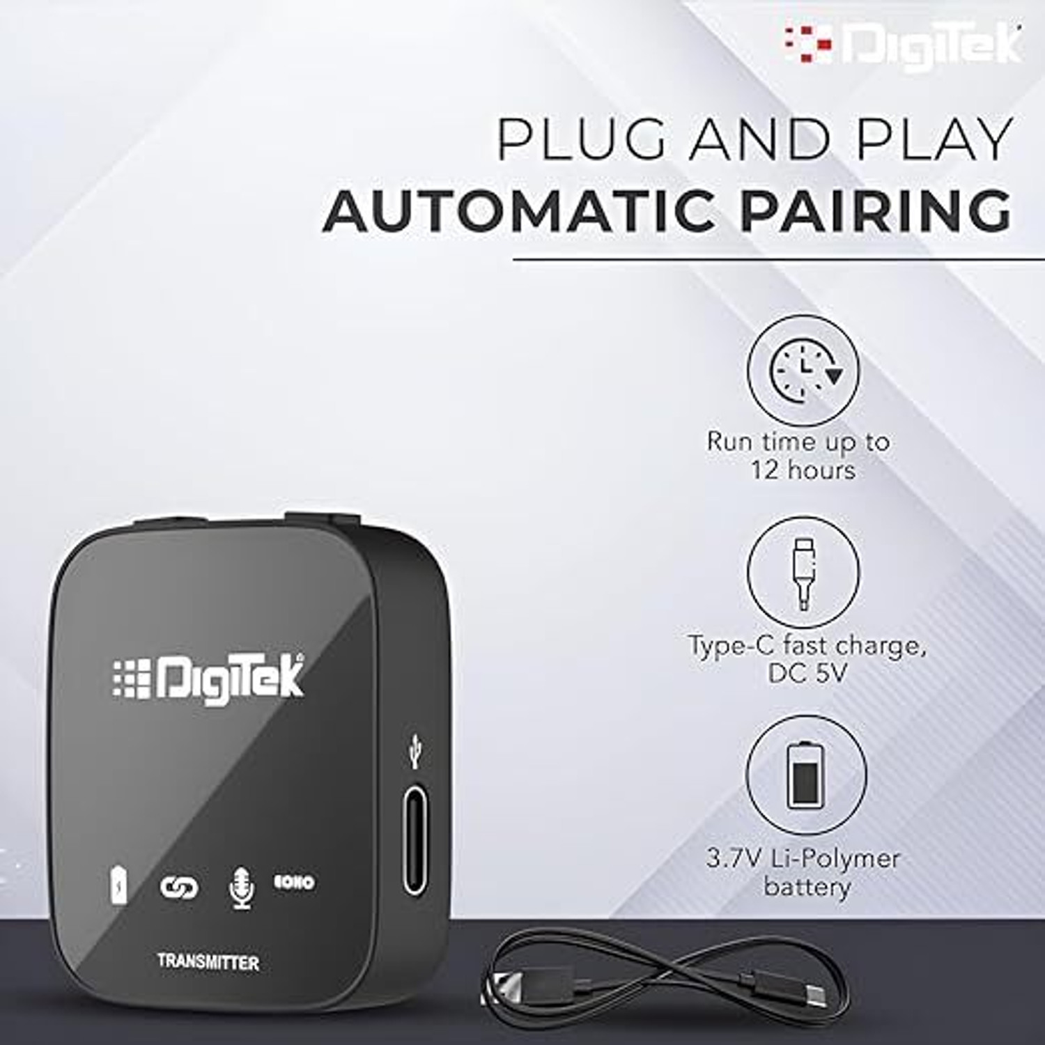 Image of DIGITEK DWM 101 Wireless Microphone 12 Hr Battery for DSLR Camera, Android & iOS Devices Microphone