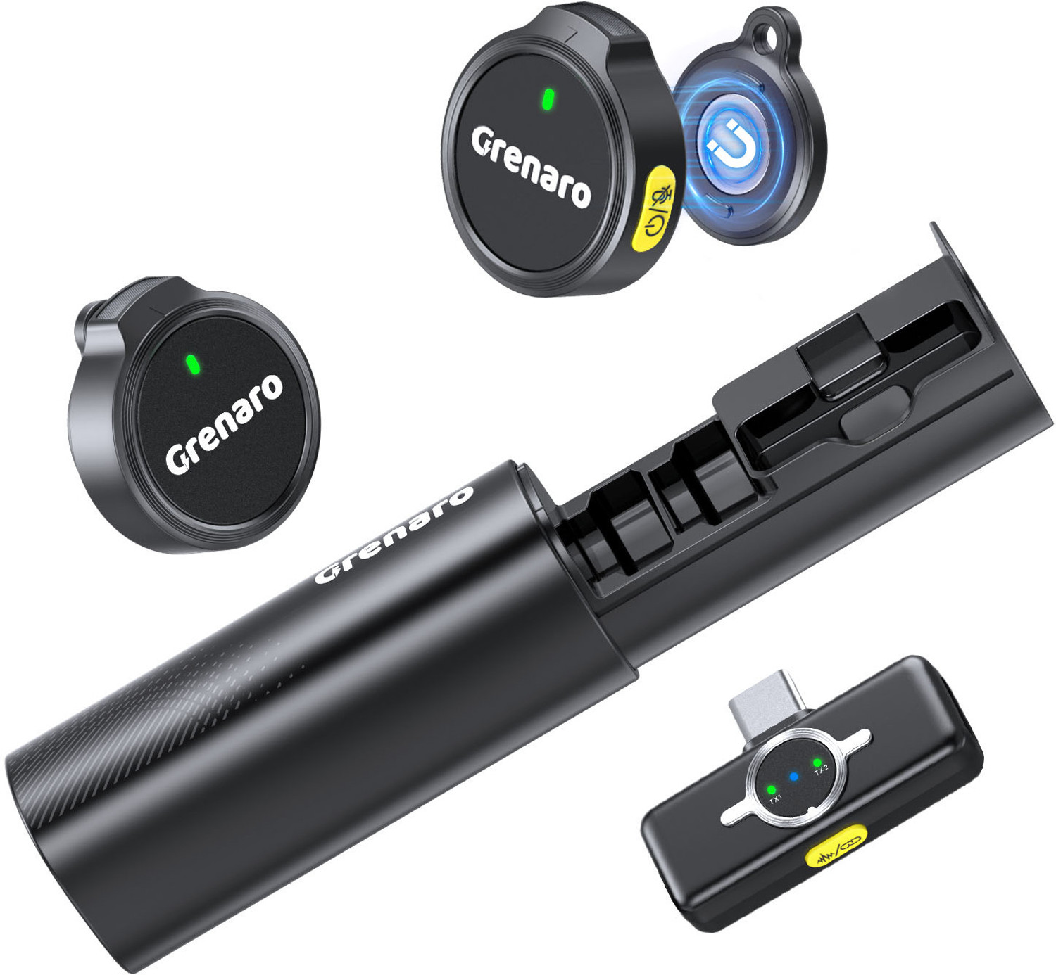 Image of Grenaro Wireless Mic for YouTube, Magnetic Mini Mic Wireless,Mike Wireless For Vlogging Microphone