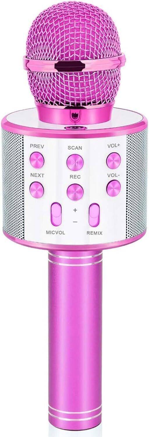 Acesquare Rechargeable Wireless Bluetooth Microphone Kids Toy Karaoke Mic Kids Singing Microphone