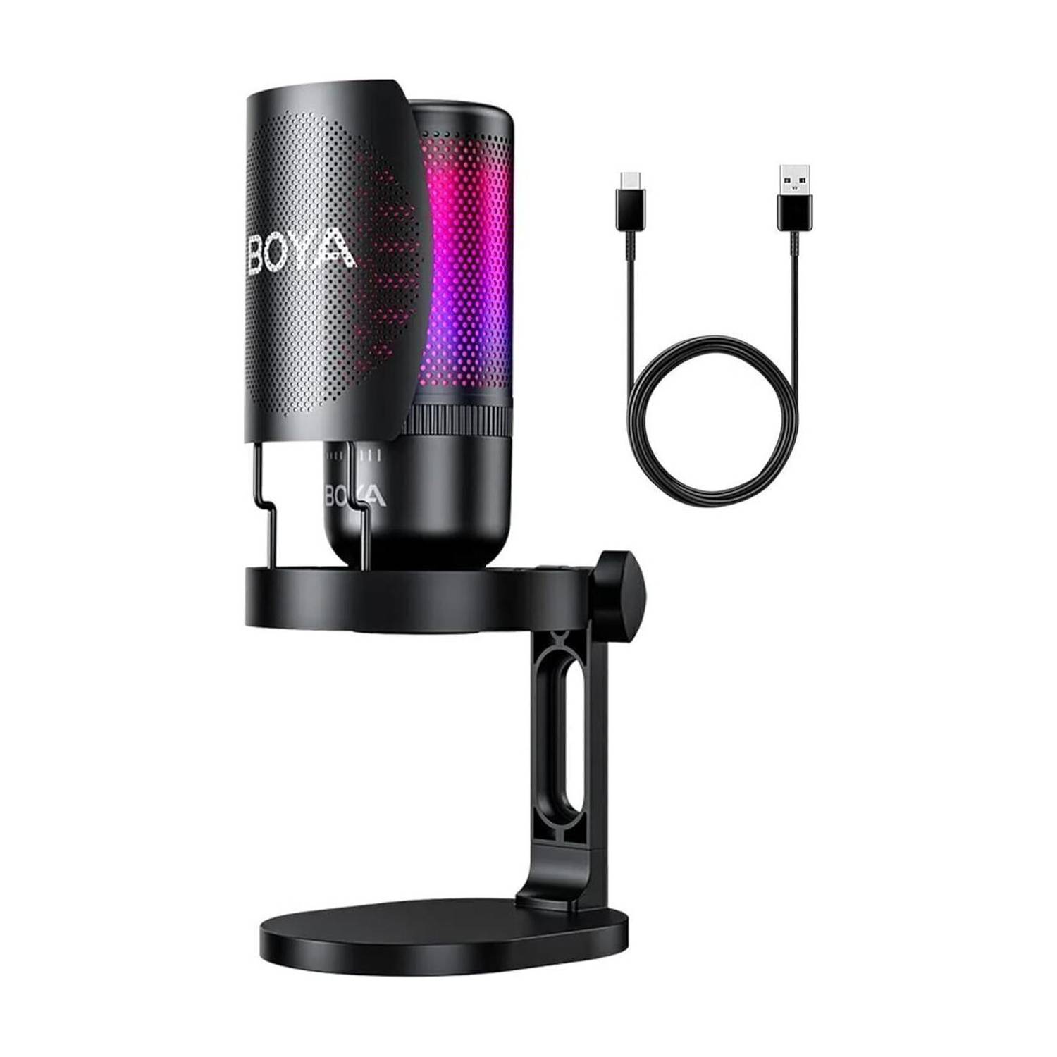 BOYA Mic for Podcasts Videos, Streaming, Condenser With RGB Indicator Microphone
