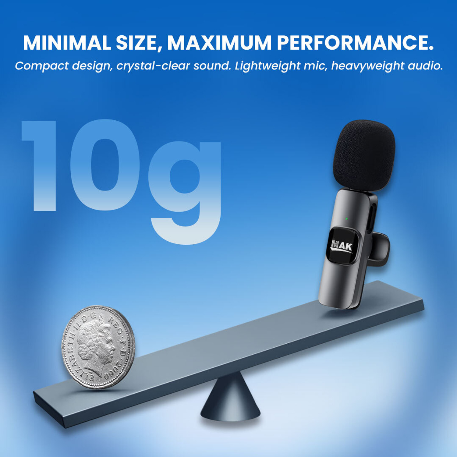 Image of MAK All-in-One Dual Wireless Mic and LED Selfie Stick for Creators Microphone