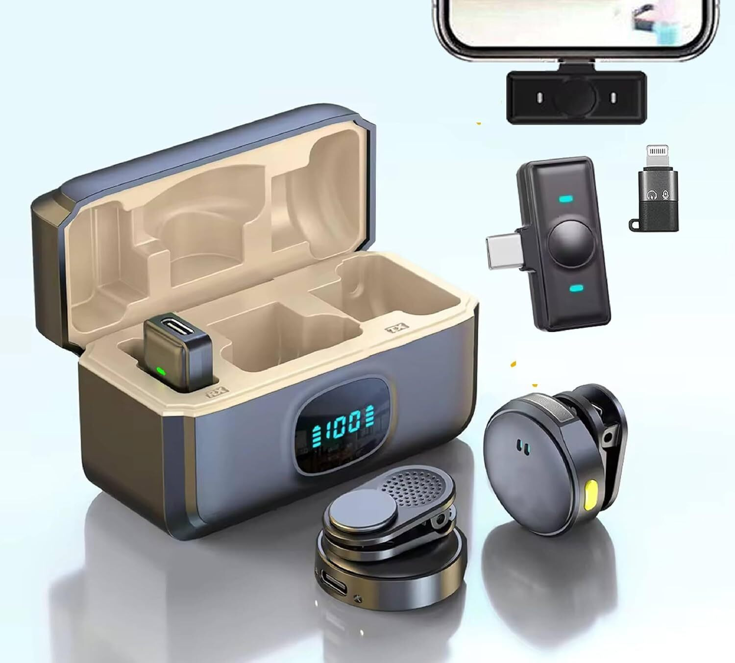 Image of ELDORICH Q8 2-in-1 Wireless Lavalier Dual Mics Perfect for YouTubers & Creators Camera Microphone