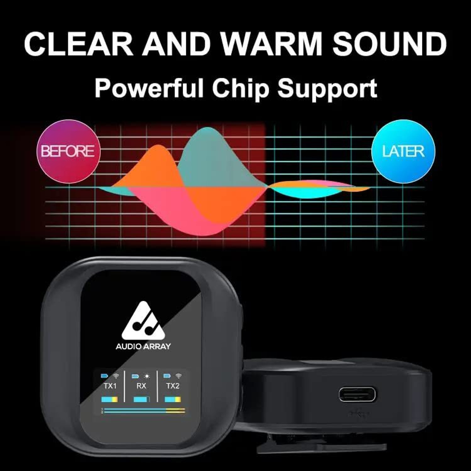 Image of Audio Array Dual Wireless Mic, Upto 10hr Battery & 100m Range Microphone