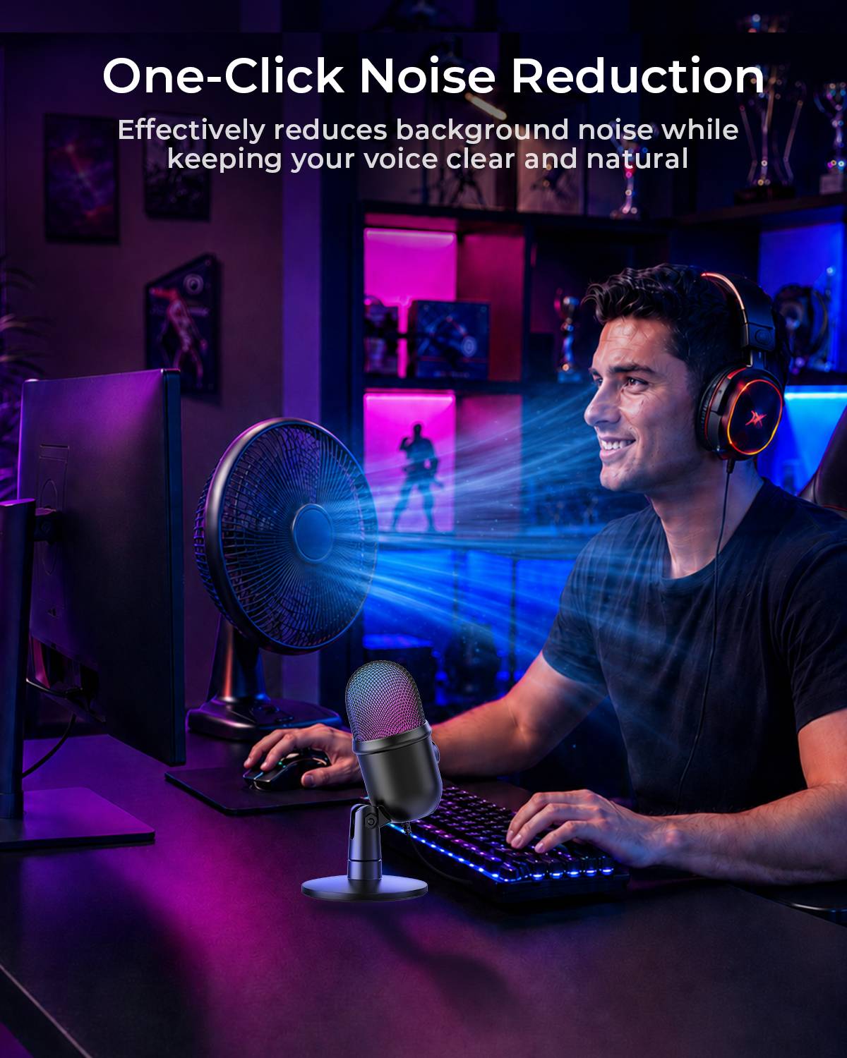 Grenaro USB Condenser Microphone with RGB Lighting - Image 3