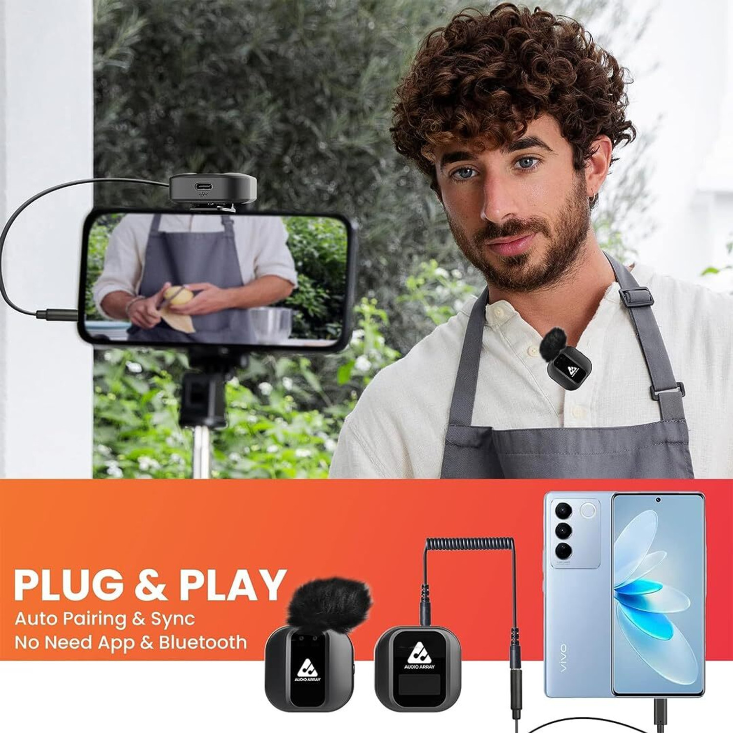 Image of Audio Array Dual Wireless Mic, Upto 10hr Battery & 100m Range Microphone