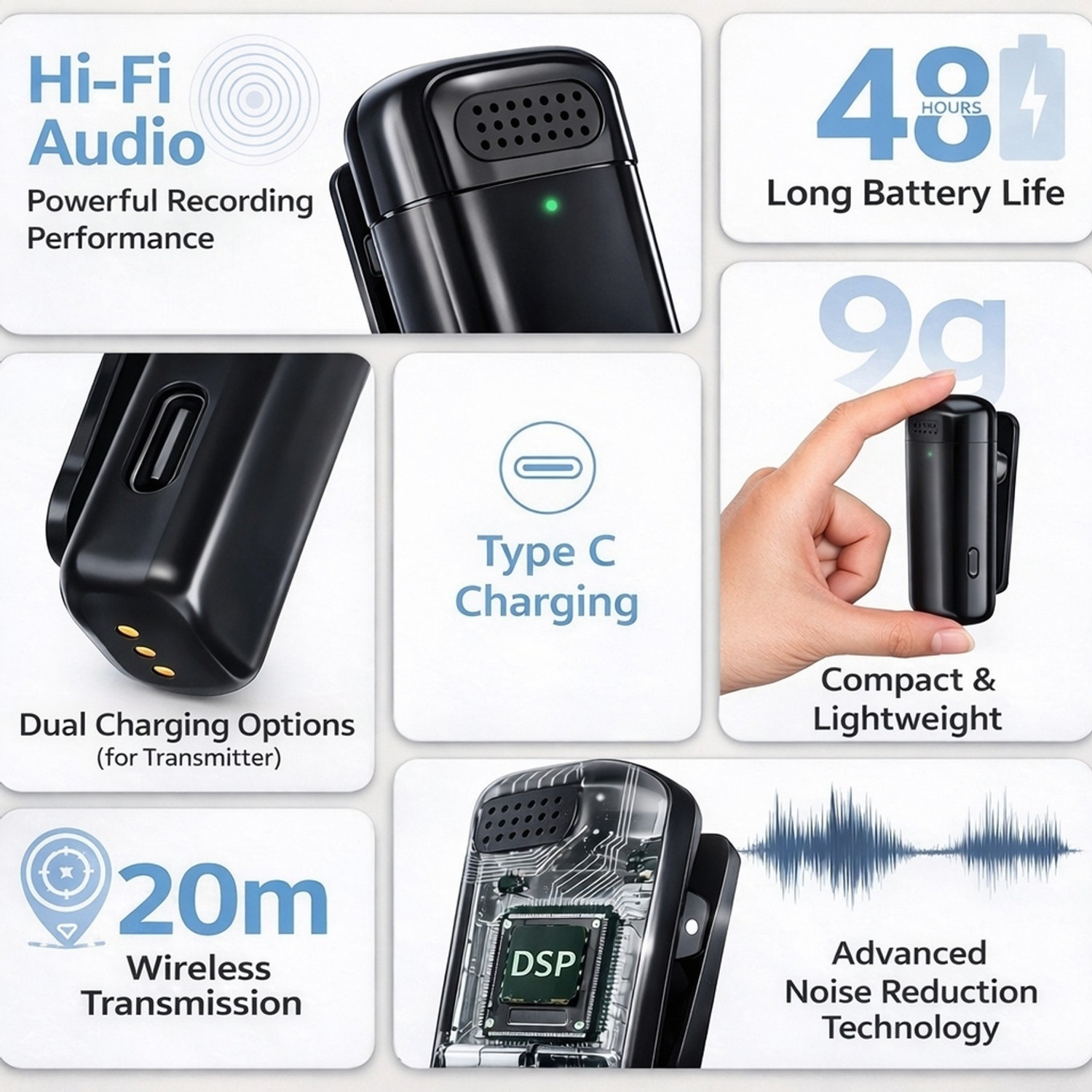 Image of NextFusion Wireless Noise Cancelling Mic for YouTube, Vlogging, iPhone & Smartphones Microphone