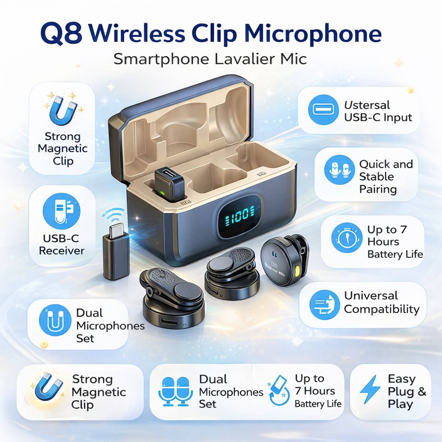 FITRIC Q8 Dual Wireless Lavalier Mic - Image 3