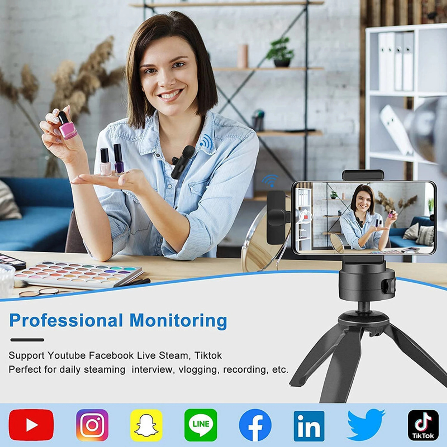 Image of BORNTOGLOW K8 Omnidirectional Lapel Plug and Play Type C Collar Mic Recording Vlog B480 Microphone