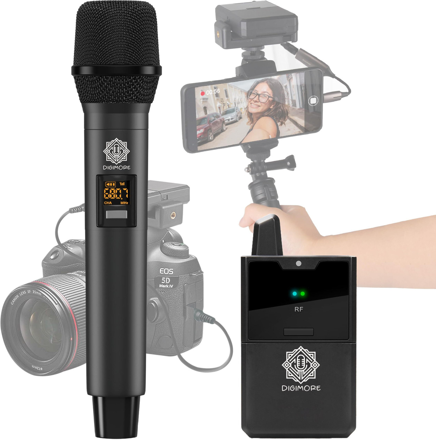 Image of Digimore D-343 UHF Wireless Handheld Mic|Camera & Smartphones| Interview, Vlog, Recording Microphone