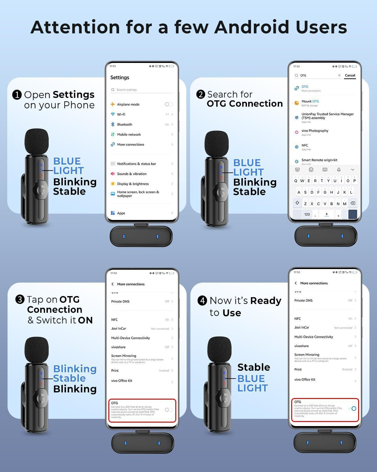 Image of Grenaro Wireless Mic, Cancellation Mic for YouTube, Vlogging, Recording For Type-C Microphone